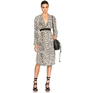 BY MALENE BIRGER Isslania Curved Hem Leopard print Shirt Dress Small?